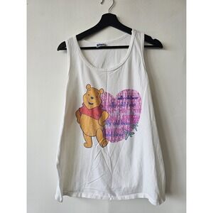 Vintage Winnie the Pooh Shirt Womens XL White Disney Tank Top Silly Old Bear 90s